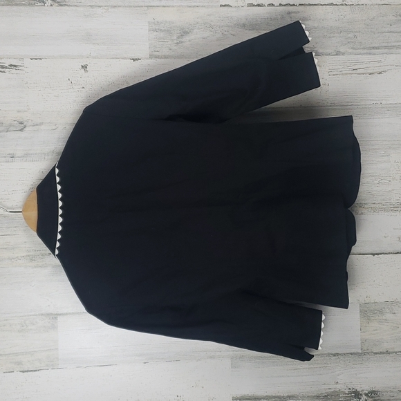 Neiman Marcus exclusive black seersucker tailored blazer cream white trim Size 4 - Picture 5 of 6